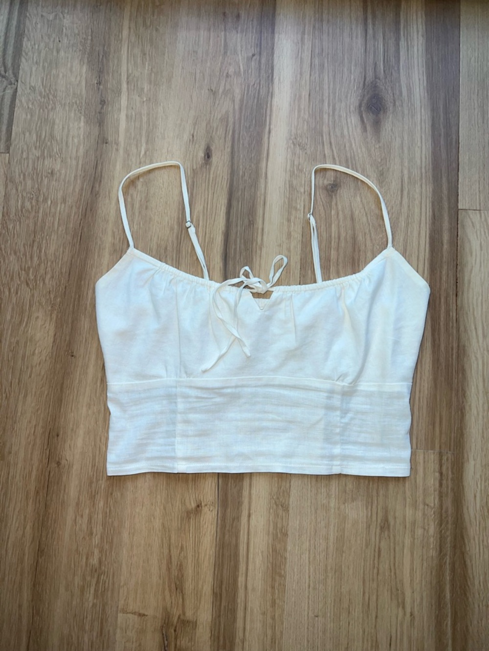 Brandy Melville Cream Tie-Front Cropped Cami